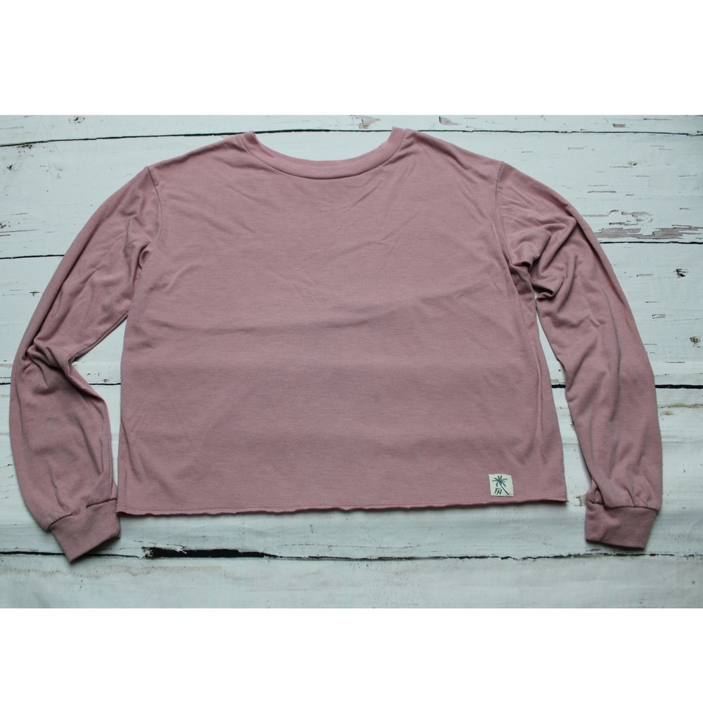 Fish Hippie Co Drift Off Course Cropped LS Tee Pink M Beach Coastal